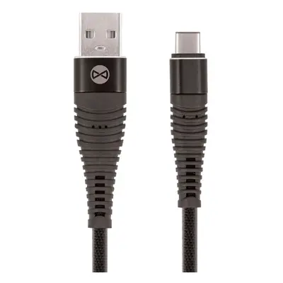 Datový kabel Forever USB-C 1m 2A shark textilní, černá