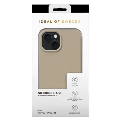 Silikonový ochranný kryt s MagSafe iDeal Of Sweden pro Apple iPhone 15, beige