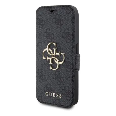 Flipové pouzdro Guess PU Leather 4G Metal Logo Book pro Apple iPhone 15 Pro, šedá