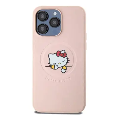 Zadní kryt Hello Kitty PU Kitty Asleep Logo MagSafe pro Apple iPhone 15 Pro Max, pink