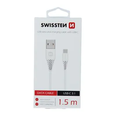 Datový kabel SWISSTEN USB / USB-C 3.1 (7mm) white 1,5m