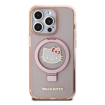 Zadní kryt Hello Kitty IML Ringstand Glitter Kitty Head Logo MagSafe pro Apple iPhone 15 Pro Max