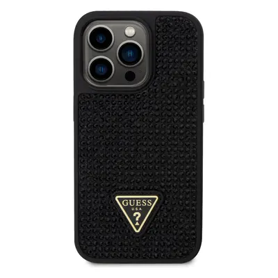 Zadní kryt Guess Rhinestones Triangle Metal Logo pro Apple iPhone 15 Pro, black