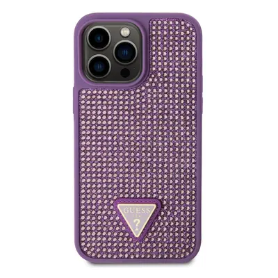 Zadní kryt Guess Rhinestones Triangle Metal Logo pro Apple iPhone 14 Pro Max, purple