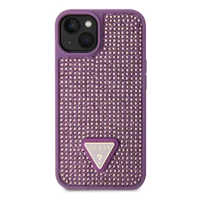 Zadní kryt Guess Rhinestones Triangle Metal Logo pro Apple iPhone 13, purple