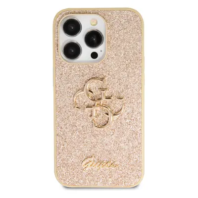 Zadní kryt Guess PU Fixed Glitter 4G Metal Logo pro Apple iPhone 15 Pro Max, zlatá