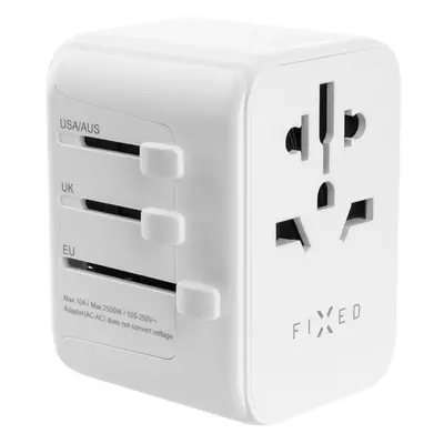 Cestovní adaptér FIXED Voyager 30 W pro EU, UK a USA/AUS, s 1xUSB-C a 2xUSB výstupem, GaN, PD 30