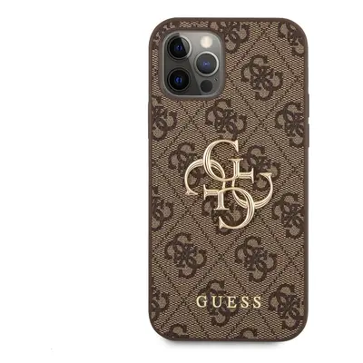 Zadní kryt Guess Big 4G Metal Logo Case pro Apple iPhone 12/12 Pro, hnědá