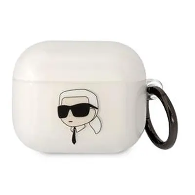 Silikonové pouzdro Karl Lagerfeld 3D Logo NFT Choupette Head pro Airpods 3, white