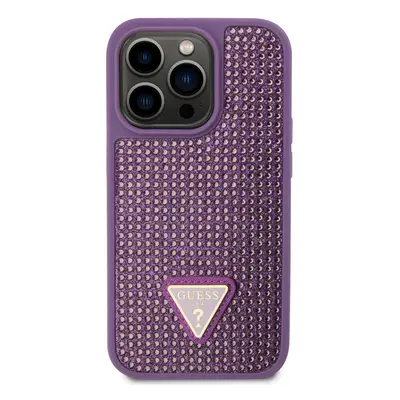 Zadní kryt Guess Rhinestones Triangle Metal Logo pro Apple iPhone 15 Pro, purple