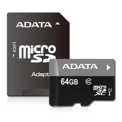 Paměťová karta ADATA Premier 64GB microSDXC, UHS-I CL10 A1 s adaptérem