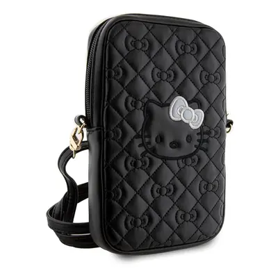 Kožená taška Hello Kitty PU Leather Quilted Pattern Kitty Head Logo Phone Bag, black