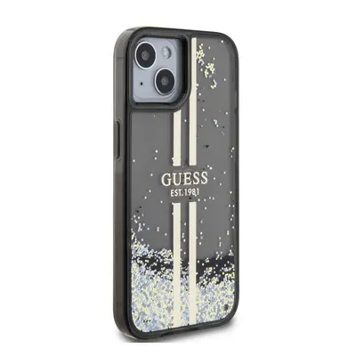 Zadní kryt Guess PC/TPU Liquid Glitter Gold Stripe Zadní pro Apple iPhone 15, black