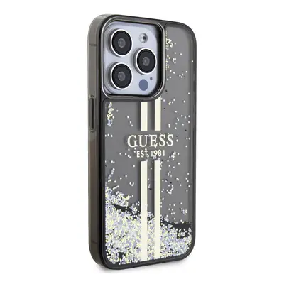 Zadní kryt Guess PC/TPU Liquid Glitter Gold Stripe Zadní pro Apple iPhone 15 Pro, black