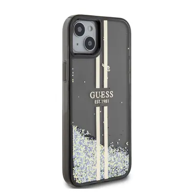 Zadní kryt Guess PC/TPU Liquid Glitter Gold Stripe Zadní pro Apple iPhone 15 Plus, black