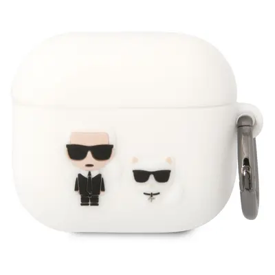 Silikonové pouzdro Karl Lagerfeld and Choupette pro Airpods 3, bílá