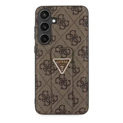 Zadní kryt Guess PU Grip Stand 4G Strass Triangle Metal Logo pro Samsung Galaxy S24+, brown