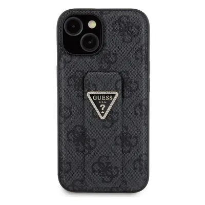 Zadní kryt Guess PU Grip Stand 4G Strass Triangle Metal Logo pro Apple iPhone 15 Plus, black