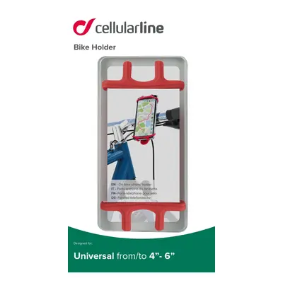 Silikonový držák Cellularline Bike Holder pro mobilní telefony na řídítka, červený