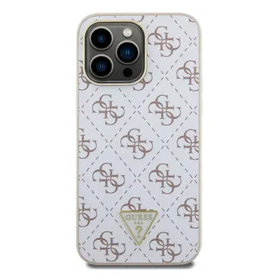 Zadní kryt Guess PU Leather 4G Triangle Metal Logo pro Apple iPhone 15 Pro Max, white