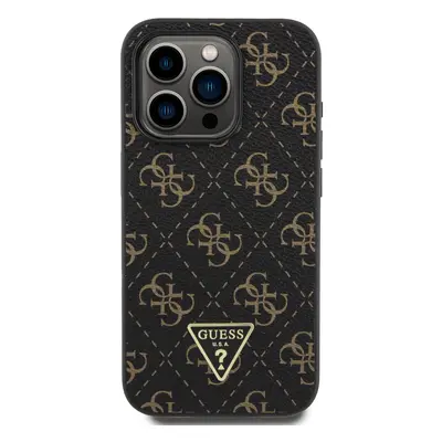 Zadní kryt Guess PU Leather 4G Triangle Metal Logo pro Apple iPhone 15 Pro, black