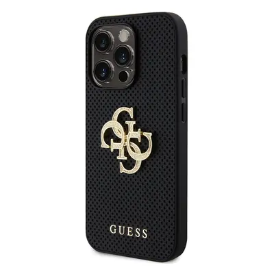 Zadní kryt Guess PU Perforated 4G Glitter Metal Logo pro Apple iPhone 14 Pro, černá