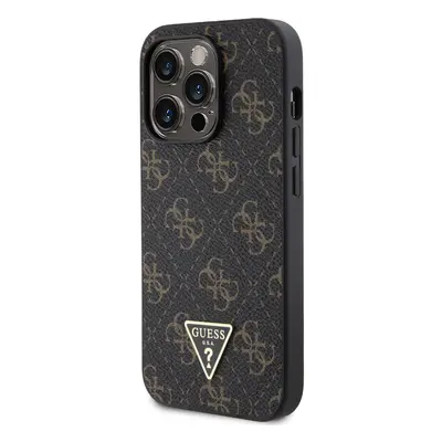 Zadní kryt Guess PU Leather 4G Triangle Metal Logo pro Apple iPhone 14 Pro, černá