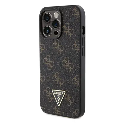 Zadní kryt Guess PU Leather 4G Triangle Metal Logo pro Apple iPhone 13 Pro, černá