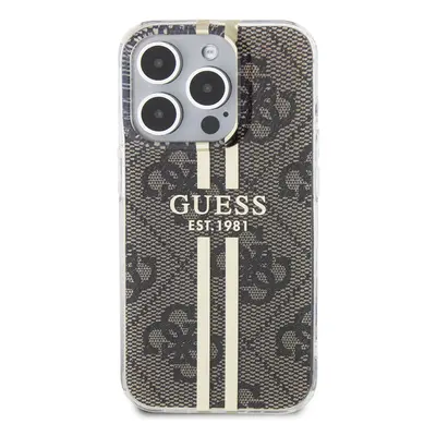 Zadní kryt Guess IML 4G Gold Stripe pro Apple iPhone 15 Pro Max, hnědá