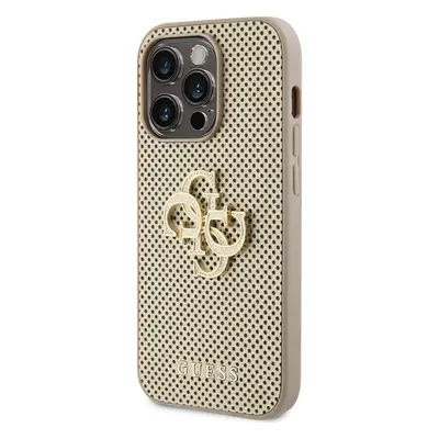 Zadní kryt Guess PU Perforated 4G Glitter Metal Logo pro Apple iPhone 15 Pro Max, zlatá