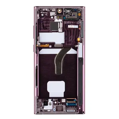 LCD + dotyková deska + přední kryt pro Samsung Galaxy S22 Ultra, burgundy ( Service Pack)