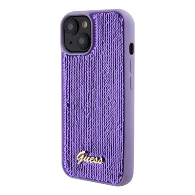 Zadní kryt Guess Sequin Script Logo pro Apple iPhone 15 Plus, fialová