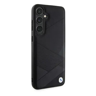 Zadní kryt BMW Signature Leather kovové logo pro Samsung Galaxy S24+, black