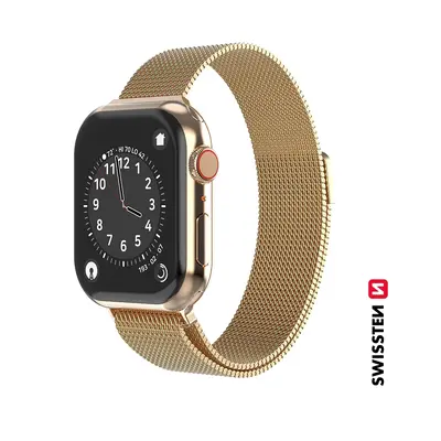 Kovový řemínek Swissten Milánský tah pro Apple Watch 38-40 mm, zlatá