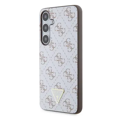 Zadní kryt Guess PU Leather 4G Triangle Metal Logo pro Samsung Galaxy S24+, bílá