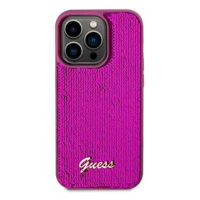 Zadní kryt Guess Sequin Script Logo pro Apple iPhone 14 Pro, purpurová