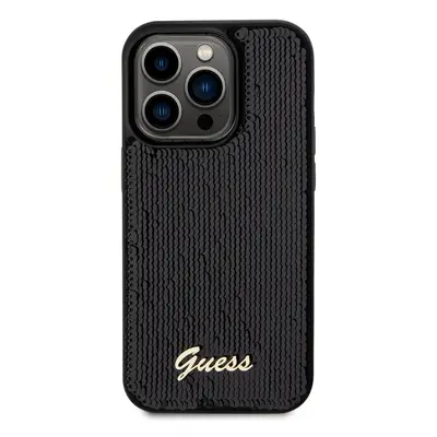 Zadní kryt Guess Sequin Script Logo pro Apple iPhone 14 Pro, černá