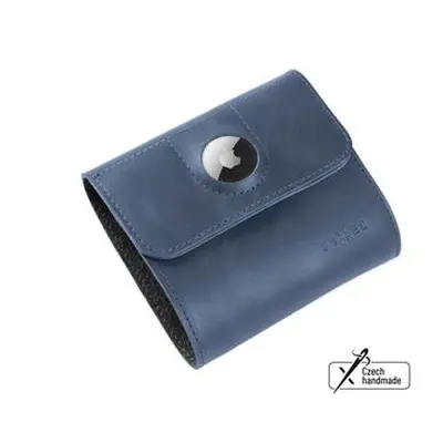 Kožená peněženka FIXED Classic Wallet for AirTag z pravé hovězí kůže, modrá