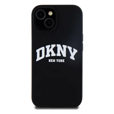 Zadní kryt DKNY Liquid Silicone Arch Logo MagSafe pro Apple iPhone 15, černá