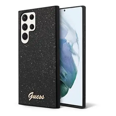 Zadní kryt Guess PC/TPU Glitter Flakes Metal Logo pro Samsung Galaxy S24 Ultra, černá