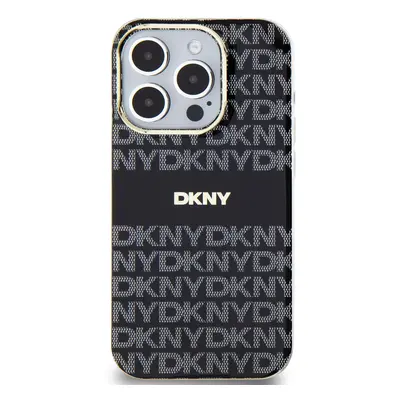 Zadní kryt DKNY PC/TPU Repeat Pattern Tonal Stripe Magsafe pro Apple iPhone 15 Pro, černá