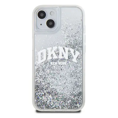 Zadní kryt DKNY Liquid Glitter Arch Logo pro Apple iPhone 15, transparentní