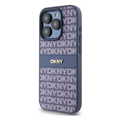 Zadní kryt DKNY PU Leather Repeat Pattern Tonal Stripe pro Apple iPhone 14 Pro, modrá