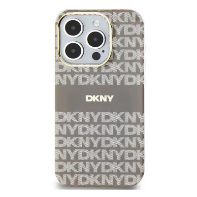 Zadní kryt DKNY PC/TPU Repeat Pattern Tonal Stripe Magsafe pro Apple iPhone 15 Pro, béžová