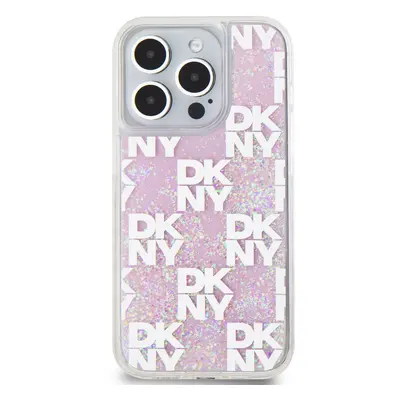 Zadní kryt DKNY Liquid Glitter Checkered Pattern pro Apple iPhone 15 Pro, růžová