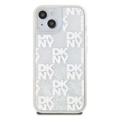 Zadní kryt DKNY Liquid Glitter Checkered Pattern pro Apple iPhone 15, transparentní