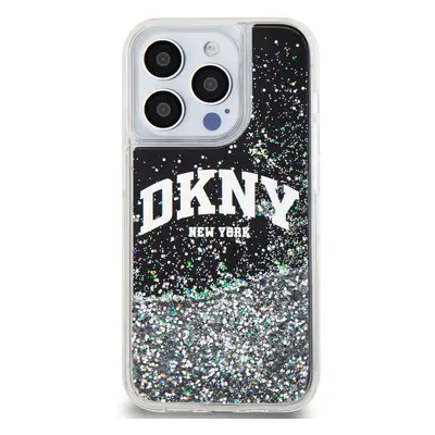 Zadní kryt DKNY Liquid Glitter Arch Logo pro Apple iPhone 15 Pro, černá