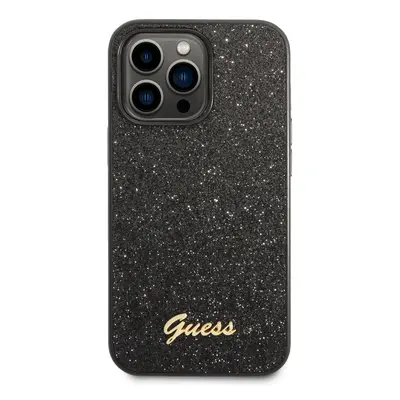 Zadní kryt Guess PC/TPU Glitter Flakes Metal Logo pro Apple iPhone 14 Pro Max, černá