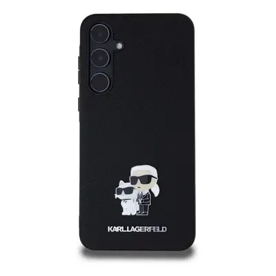 Zadní kryt Karl Lagerfeld PU Saffiano Metal Karl and Choupette pro Samsung Galaxy A55 5G, černá