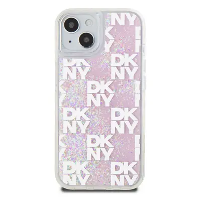 Zadní kryt DKNY Liquid Glitter Checkered Pattern pro Apple iPhone 15, růžová